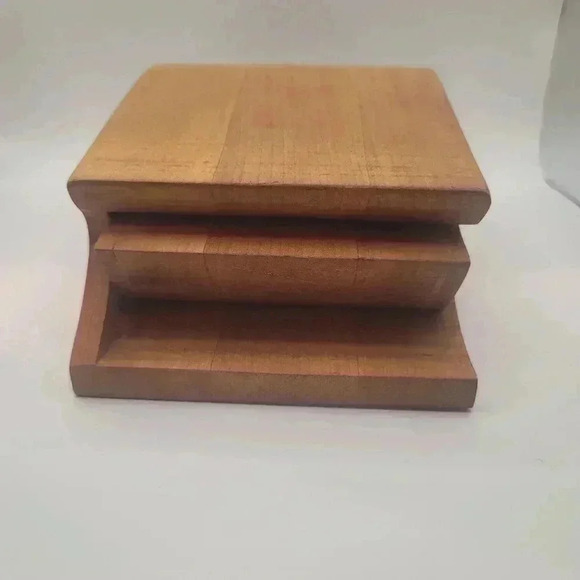 Keepsake Box Nautical Wave Shaped Cherry Wood Bandsaw 2 Compartment Handmade. - Picture 4 of 12